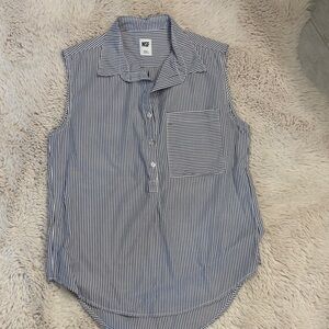 NSF Women's Blue Striped 1/2 Button Down Shirt